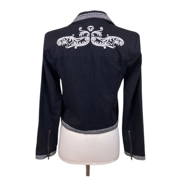 Zadig & Voltaire Black Embroidered Zip Jacket Size XS Statement - Picture 3 of 4